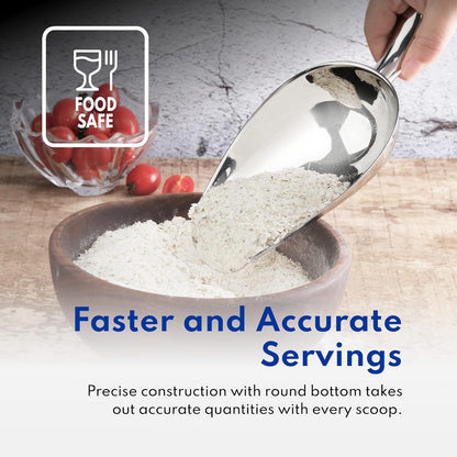 Restaurant Grade Stainless Steel Bar Ice Flour Utility Scoop, 6-Ounce