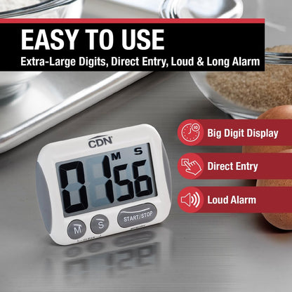 CDN Extra-Big Digit Timer | Counts Up & Down, 100 Minutes by Minutes & Seconds, Extra-Large Digits, Loud Alarm, Stand, Hang, Magnet Mounting, Perfect for Batch Baking - TM15
