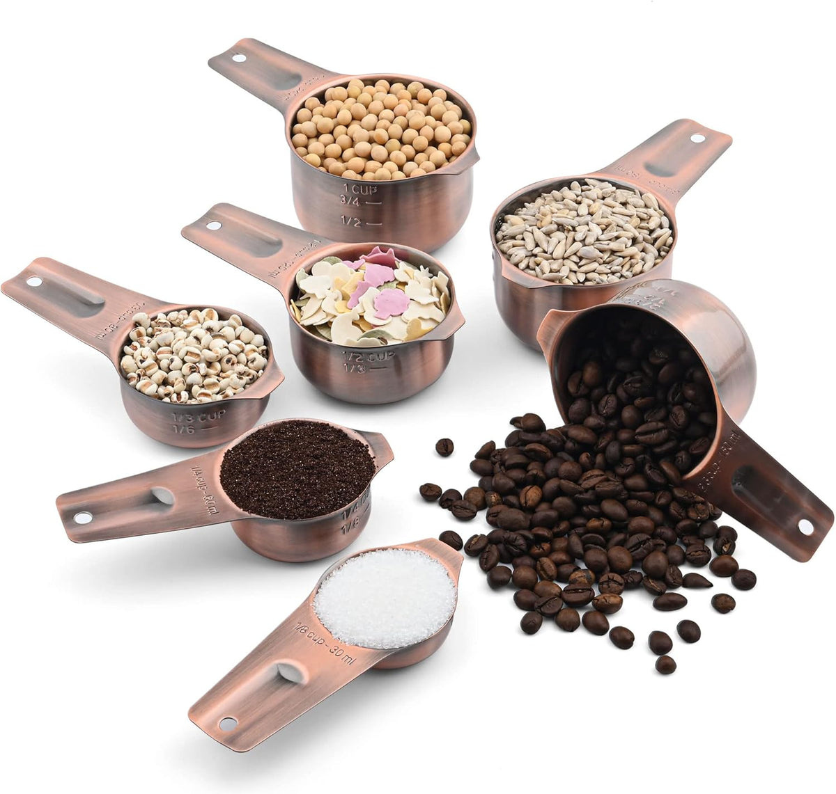 Measuring Cups and Spoons Set, 18/8 Stainless Steel Measuring Cups and Spoons Set, Metric & US Measuring Tools Set, Heavy Duty 7 Cups and 9 Spoons 1 Leveler for Baking and Kitchen