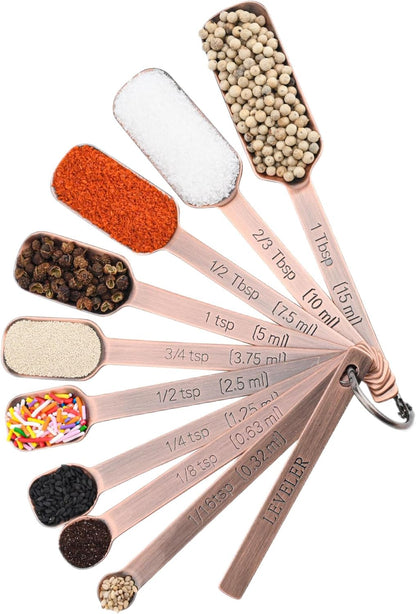 Measuring Cups and Spoons Set, 18/8 Stainless Steel Measuring Cups and Spoons Set, Metric & US Measuring Tools Set, Heavy Duty 7 Cups and 9 Spoons 1 Leveler for Baking and Kitchen