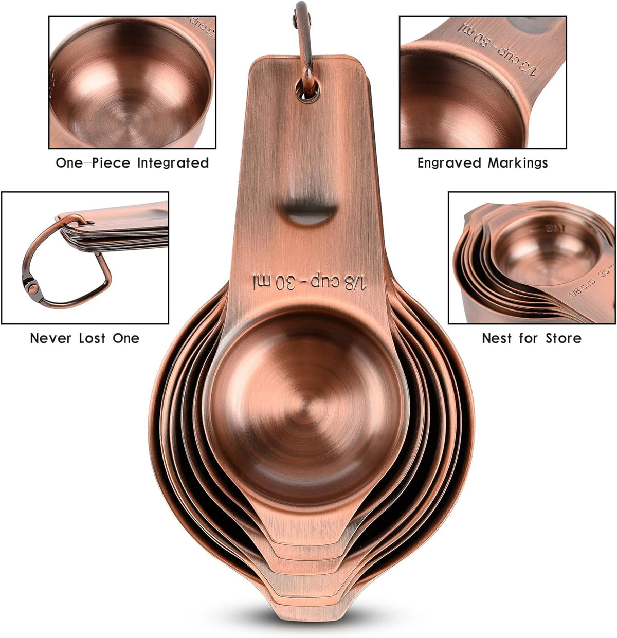Measuring Cups and Spoons Set, 18/8 Stainless Steel Measuring Cups and Spoons Set, Metric & US Measuring Tools Set, Heavy Duty 7 Cups and 9 Spoons 1 Leveler for Baking and Kitchen