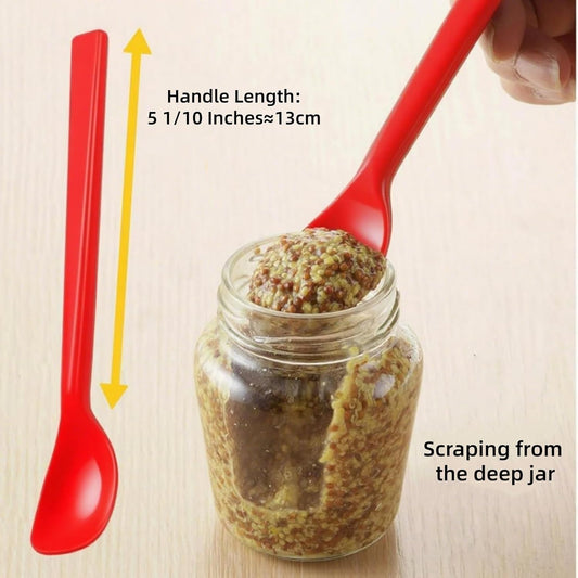 Small Mini Silicone Spatula Spoon, Jar Scraper, Quiet Coffee Stirrer | Ice Cream Spoon, Yogurt Spoon, Scoop from jar bottom, Scrape Curved Jar Sides, Heat resistant, BPA free, Food grade material