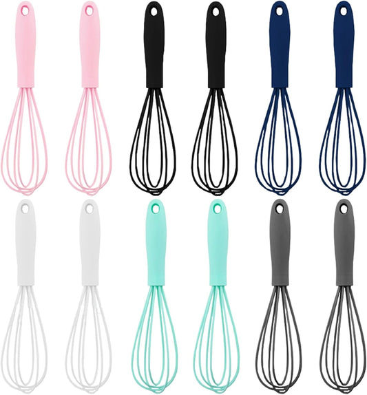Silicone Whisk,6.7in,Set of 12 | Non Scratch,Balloon Egg Beater,Blending,Whisking,Beating