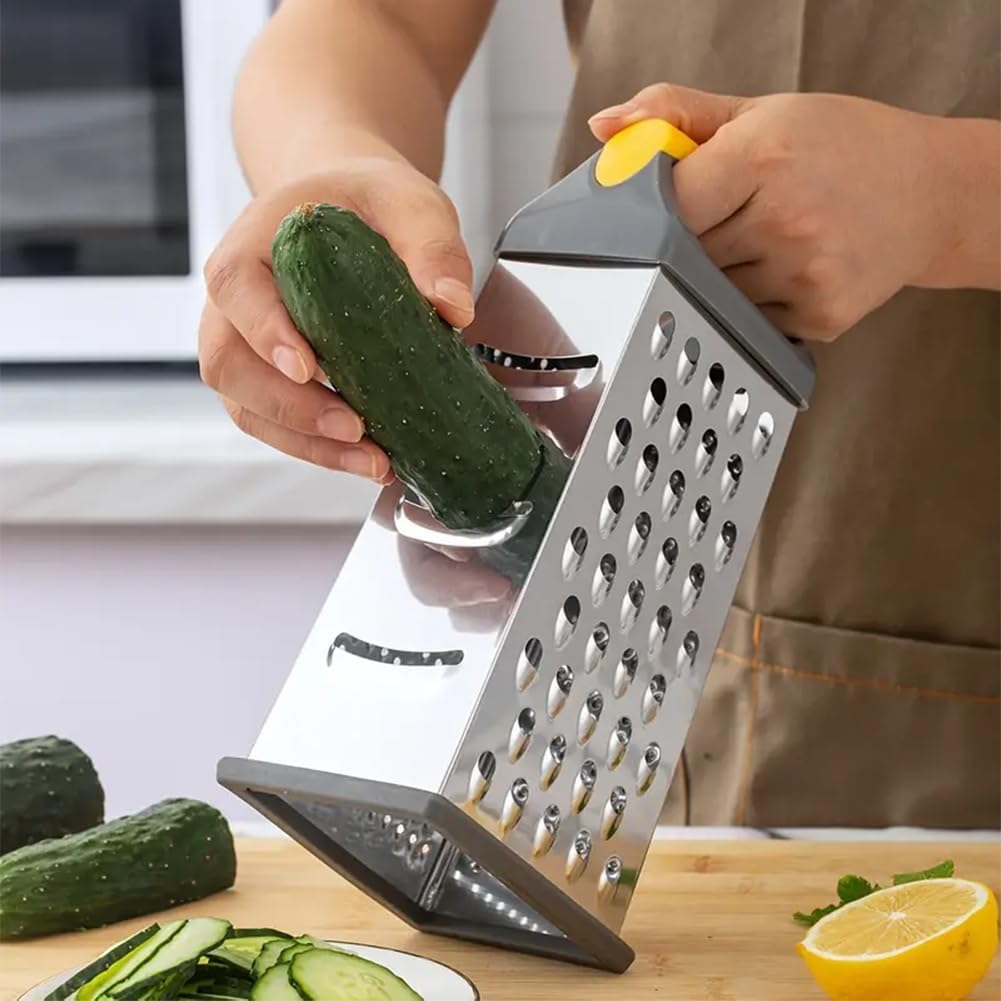 Cheese Grater, 4-Sided Box Grater with Handle, Stainless Steel Graters, Vegetable Slicer, Kitchen Food Shredder for Grate Cheeses, Shred Veggies Kitchen Gadgets Tools(9.25inch)