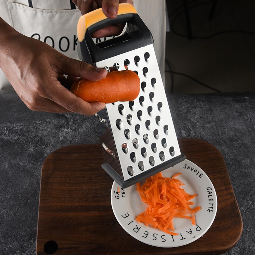 Cheese Grater, 4-Sided Box Grater with Handle, Stainless Steel Graters, Vegetable Slicer, Kitchen Food Shredder for Grate Cheeses, Shred Veggies Kitchen Gadgets Tools(9.25inch)