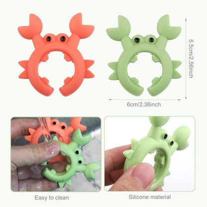 4pcs Crab Spatula Holder, Anti-Scalding Silicone Utensil Holder Crab Utensil Rest Crab Spoon Holder Adjustable Over Spill Stopper for Kitchen Creative Crab Gift (Green, Orange)