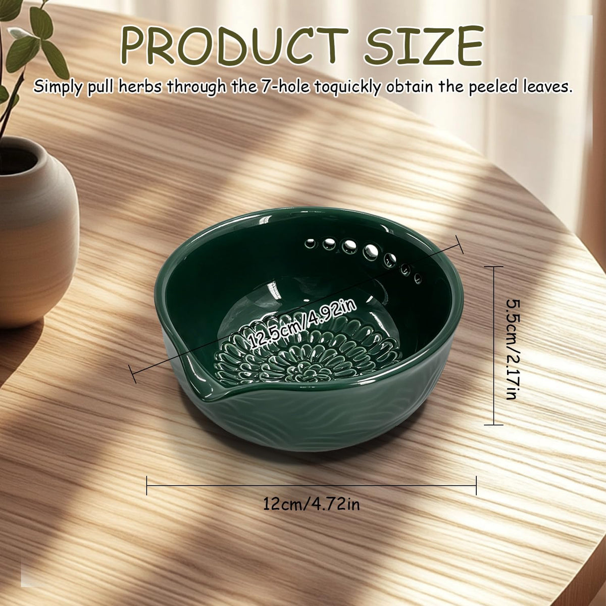 Grater Plate, 3 in 1 Handmade Tool Ceramic Bowl with Herb Stripper (Gray)