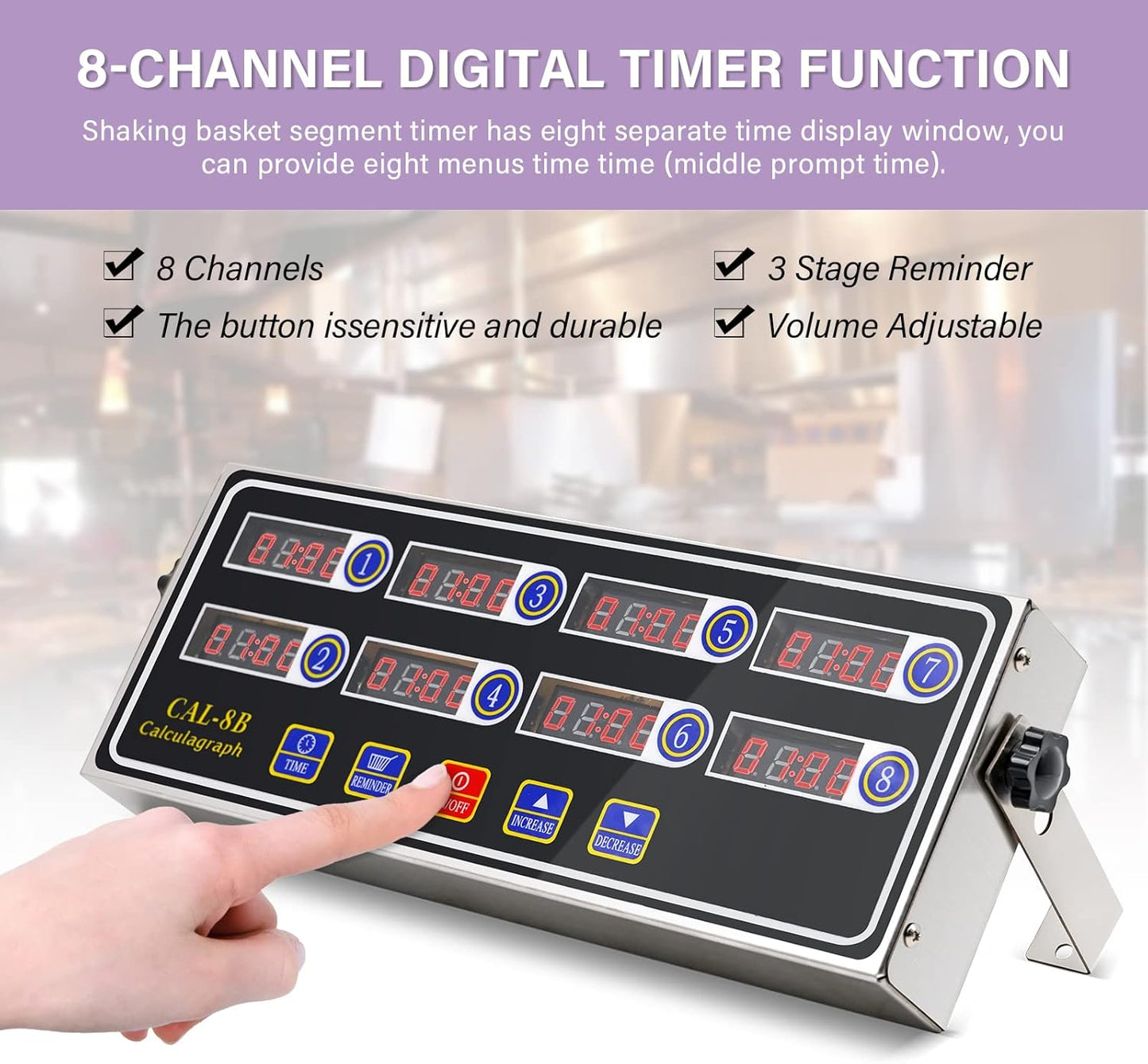 Commercial Kitchen Timers for Cooking Manual Big Large Timer Digital Timer 8-Channel Digital Commercial Fryer Reminder with Loud Alarm for Boiling Eggs