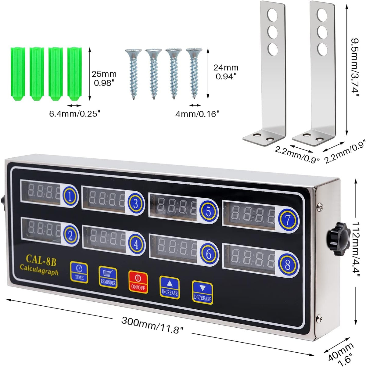 Commercial Kitchen Timers for Cooking Manual Big Large Timer Digital Timer 8-Channel Digital Commercial Fryer Reminder with Loud Alarm for Boiling Eggs