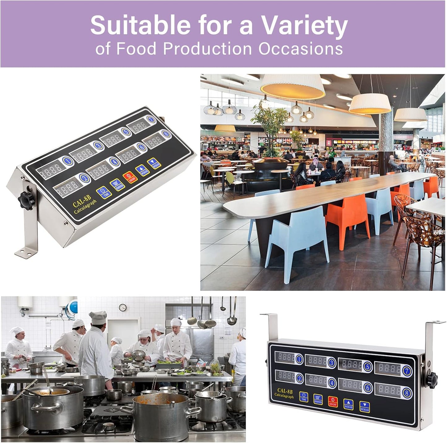 Commercial Kitchen Timers for Cooking Manual Big Large Timer Digital Timer 8-Channel Digital Commercial Fryer Reminder with Loud Alarm for Boiling Eggs