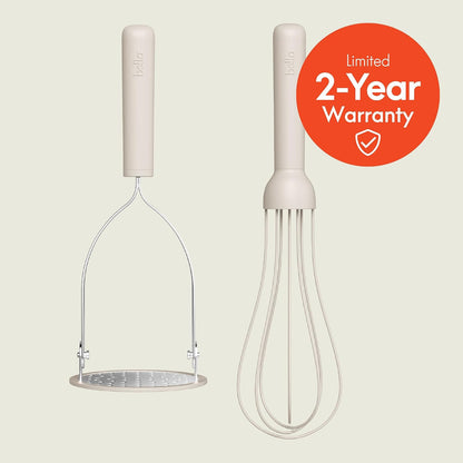 2 Piece Fold Flat, Non-toxic Nonslip Masher and Whisk, Oatmilk