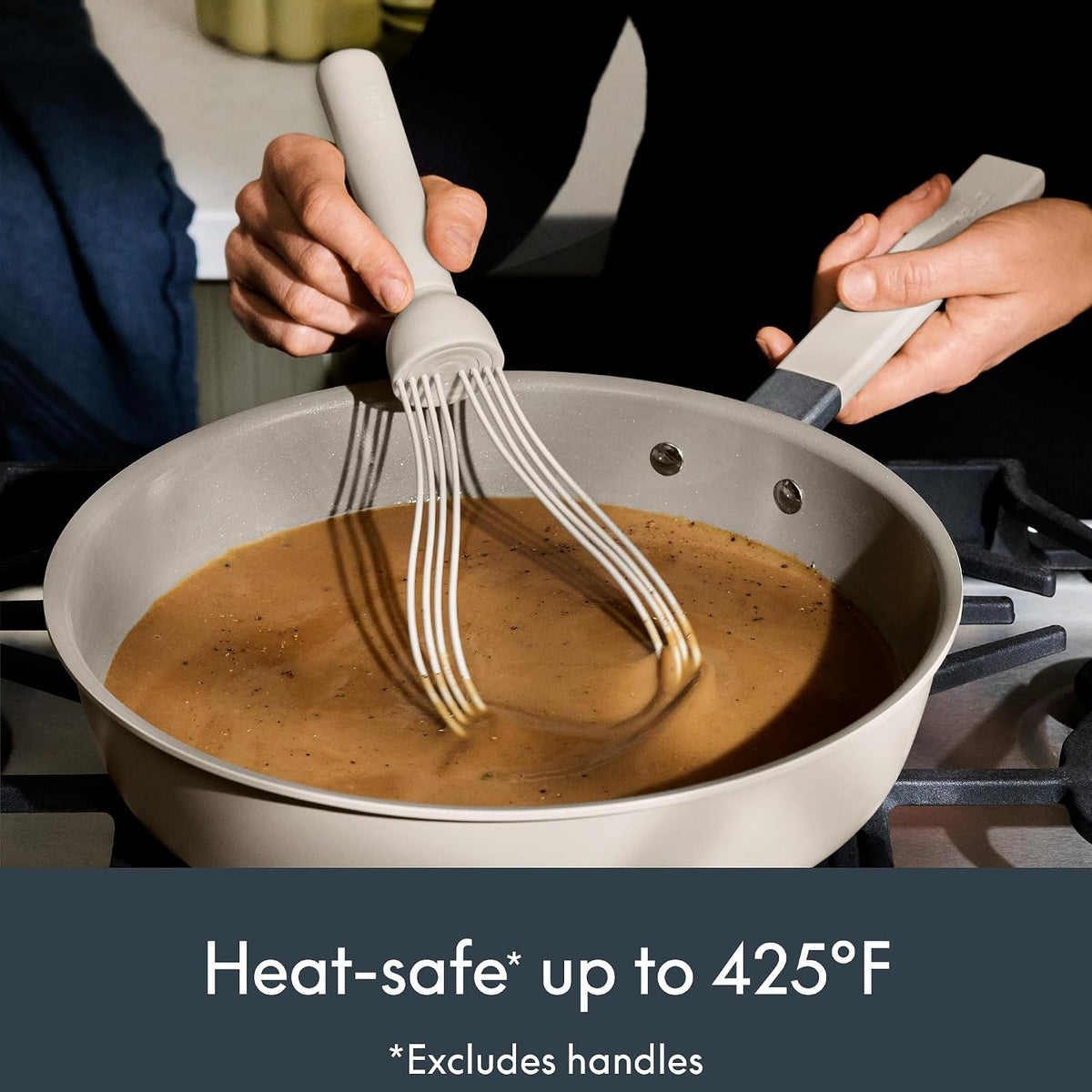 2 Piece Fold Flat, Non-toxic Nonslip Masher and Whisk, Oatmilk
