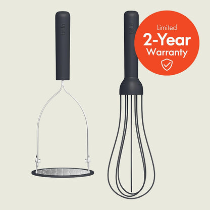 2 Piece Fold Flat, Non-toxic Nonslip Masher and Whisk, Oatmilk