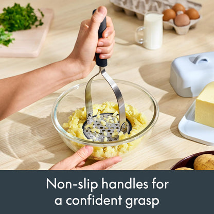 2 Piece Fold Flat, Non-toxic Nonslip Masher and Whisk, Oatmilk