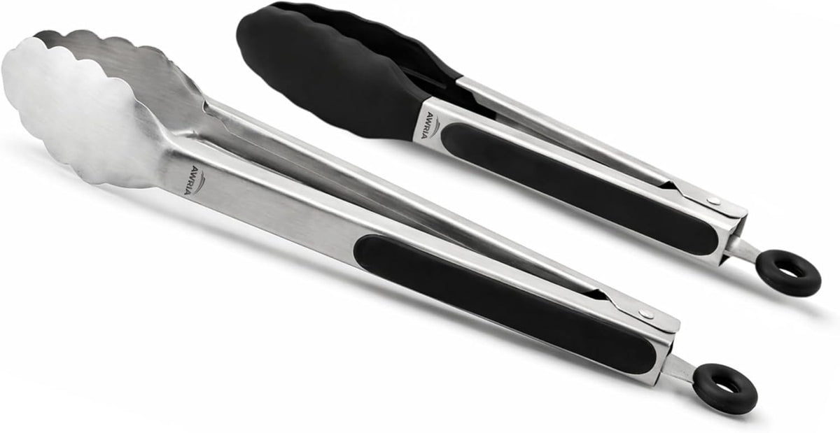 Silicone Tongs for Cooking Kitchen Tongs with Silicone Tips | 9" & 12" Cooking Tongs Heat Resistant Diswasher Safe