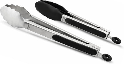 Silicone Tongs for Cooking Kitchen Tongs with Silicone Tips | 9" & 12" Cooking Tongs Heat Resistant Diswasher Safe
