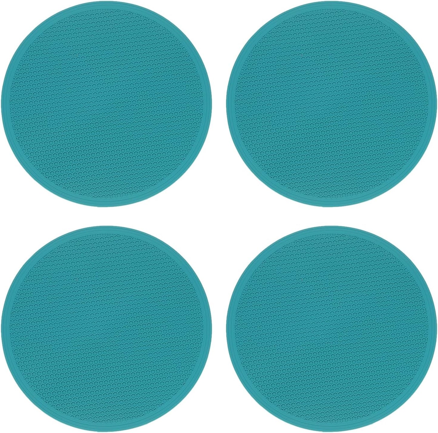 4pcs Silicone Trivet Mats 7.9" Dia Round Non-Slip Silicone Pot Holders for Hot Pots and Pans, Heat Resistant Hot Pads for Kitchen Hot Dishes Table Countertops, Black