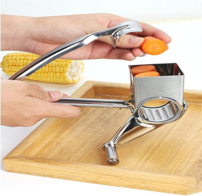 1Pcs Cheese Grater Restaurant Cheese Grater - Handheld Rotary Cheese Grater - Cheese, Vegetable, Nut Grater - Steel Kitchen Shredder for Right- and Left-Handed Cooks