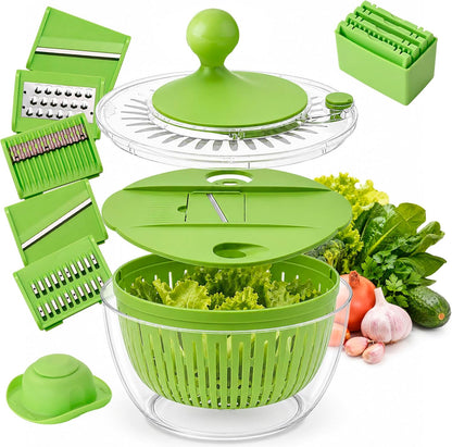Salad Spinner Large 5 Qt, 5-in-1 Lettuce Spinner with 5 Blade Slicer