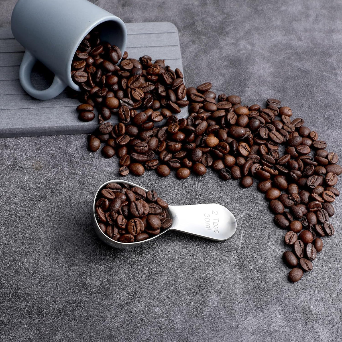 Stainless Steel Coffee Scoop Short Handled Measure Scooper Metal Measuring Spoon Coffee Scoop For Ground Coffee Bean Espresso Powder For Canisterss/Jars(2tbsp)