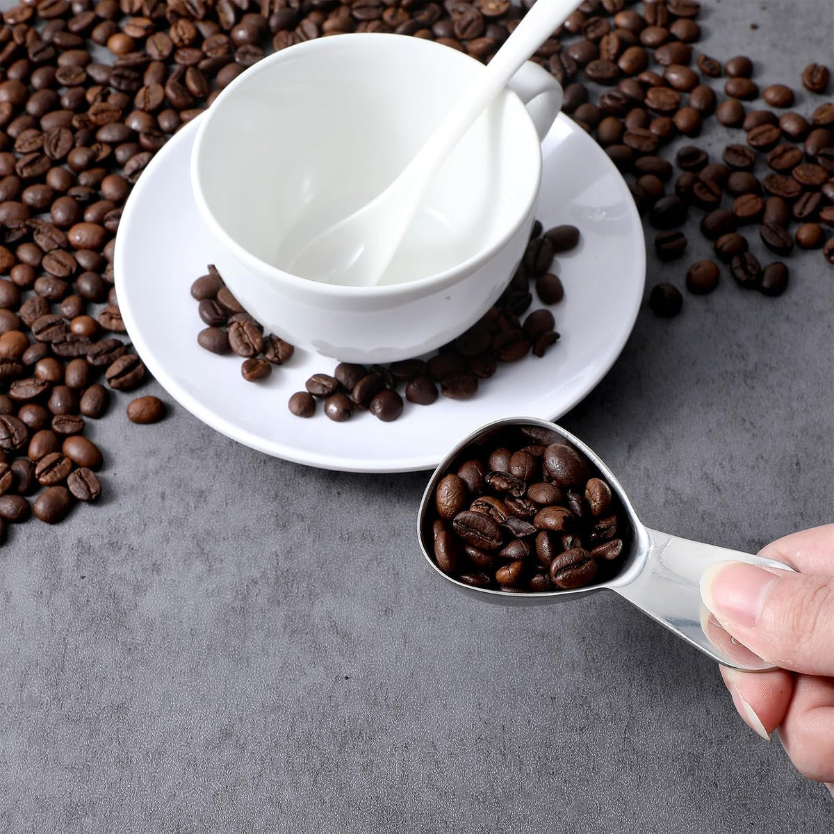 Stainless Steel Coffee Scoop Short Handled Measure Scooper Metal Measuring Spoon Coffee Scoop For Ground Coffee Bean Espresso Powder For Canisterss/Jars(2tbsp)