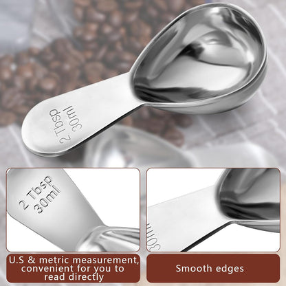 Stainless Steel Coffee Scoop Short Handled Measure Scooper Metal Measuring Spoon Coffee Scoop For Ground Coffee Bean Espresso Powder For Canisterss/Jars(2tbsp)