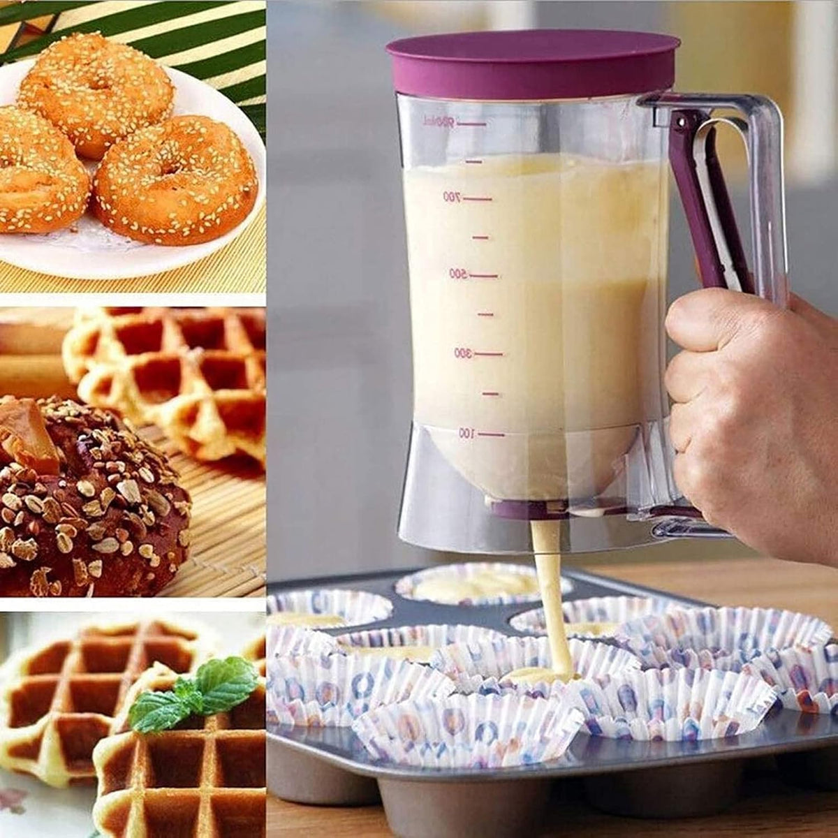 4 Cup Pancake Cupcake Batter Dispense with Measuring Label
