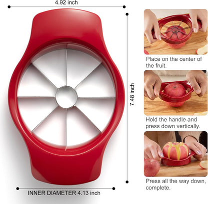 Classic Fruit Slicer Apple Slicer - Professional Apple Cutter - Stainless Steel Apple Corer - Super Sharp Apple Slicer and Corer - Apple Tool with 8 Sharp Blades, One Size, Red