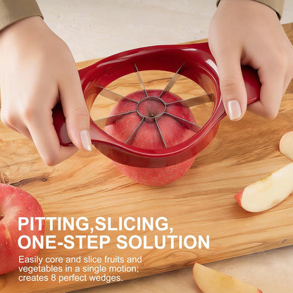 Classic Fruit Slicer Apple Slicer - Professional Apple Cutter - Stainless Steel Apple Corer - Super Sharp Apple Slicer and Corer - Apple Tool with 8 Sharp Blades, One Size, Red