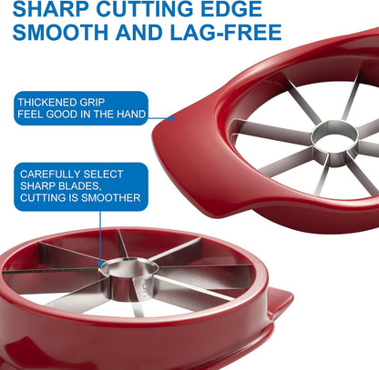 Classic Fruit Slicer Apple Slicer - Professional Apple Cutter - Stainless Steel Apple Corer - Super Sharp Apple Slicer and Corer - Apple Tool with 8 Sharp Blades, One Size, Red