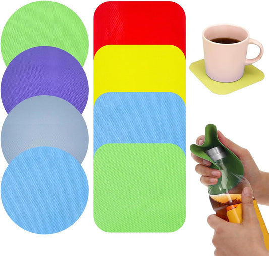 Non-Slip Rubber Jar Opener Pad 8pcs - Easy Grip Kitchen Tool for Opening Lids, Cans & Bottles - Ideal for Arthritis & Weak Hands