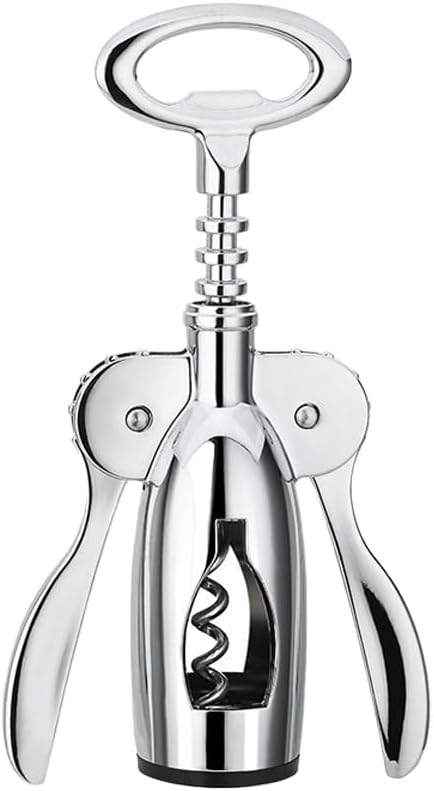 Wine Opener Wing Corkscrew - Ergonomic Stainless Steel Lever, Built - in Bottle Opener, Durable Wine Key for Home Bar Use(1Pack)