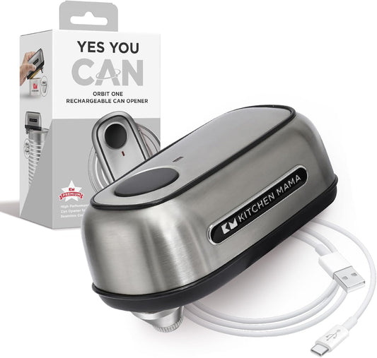 Orbit One Stainless Steel Rechargeable Electric Can Opener | Hands-free, USB-C Charging, Automatic Stop, Smooth Edge, Heavy Duty