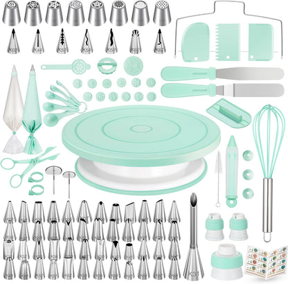 71PCs Cake Decorating Kit, Baking Supplies Tools - Includes Cake Stand Turntable, 12 Icing Piping Tips Set, 2 Frosting Spatulas, 3 Scrapers, 50+2 Piping Bags, Coupler, Video Tutorial, Booklet