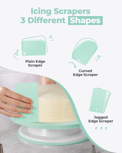 71PCs Cake Decorating Kit, Baking Supplies Tools - Includes Cake Stand Turntable, 12 Icing Piping Tips Set, 2 Frosting Spatulas, 3 Scrapers, 50+2 Piping Bags, Coupler, Video Tutorial, Booklet