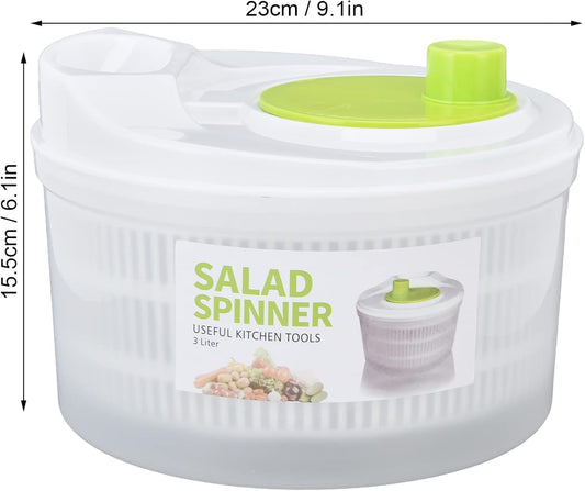 3L Salad Spinner Vegetable Dryer Manual Fruit Washer with Bowl Colander - Veggie Drainer Strainer for Lettuce Spinach