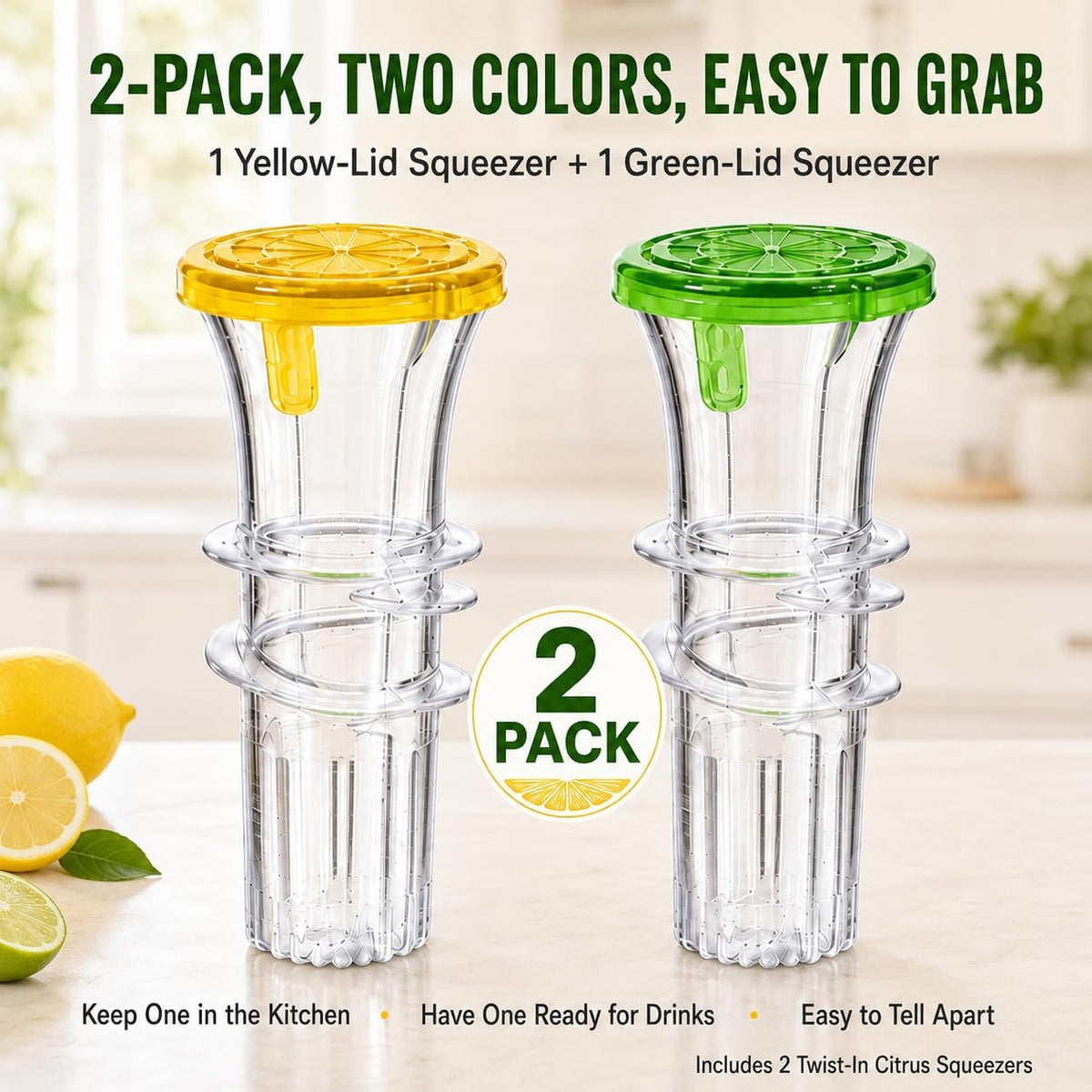 2026 NEW Lemon Squeezer 2-Pack, Manual Citrus Juicer with Screw Top