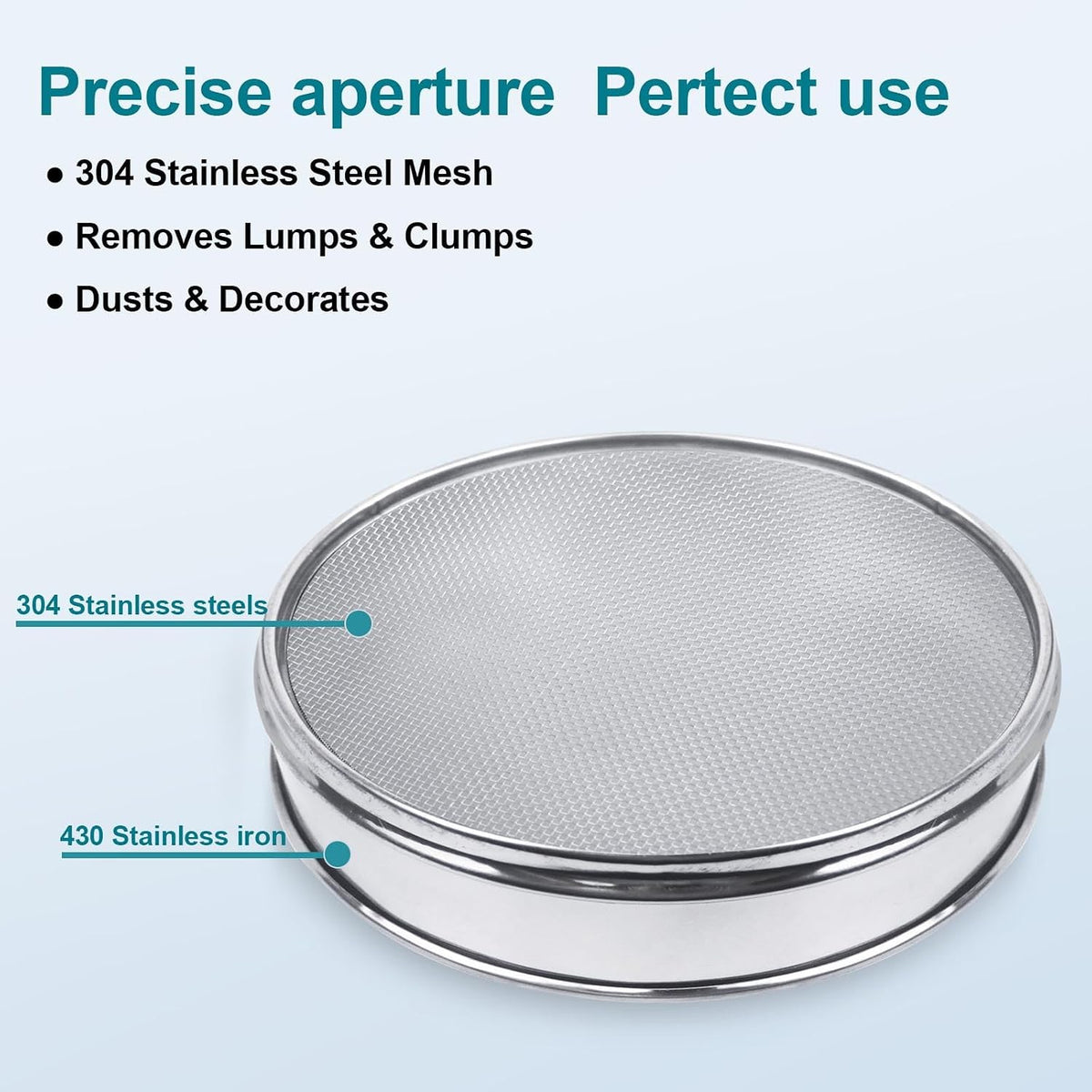 12" (30cm) 304 Stainless Steel Lab Sieve, 6 Mesh (3.5mm) Screen Sifter - Colors A