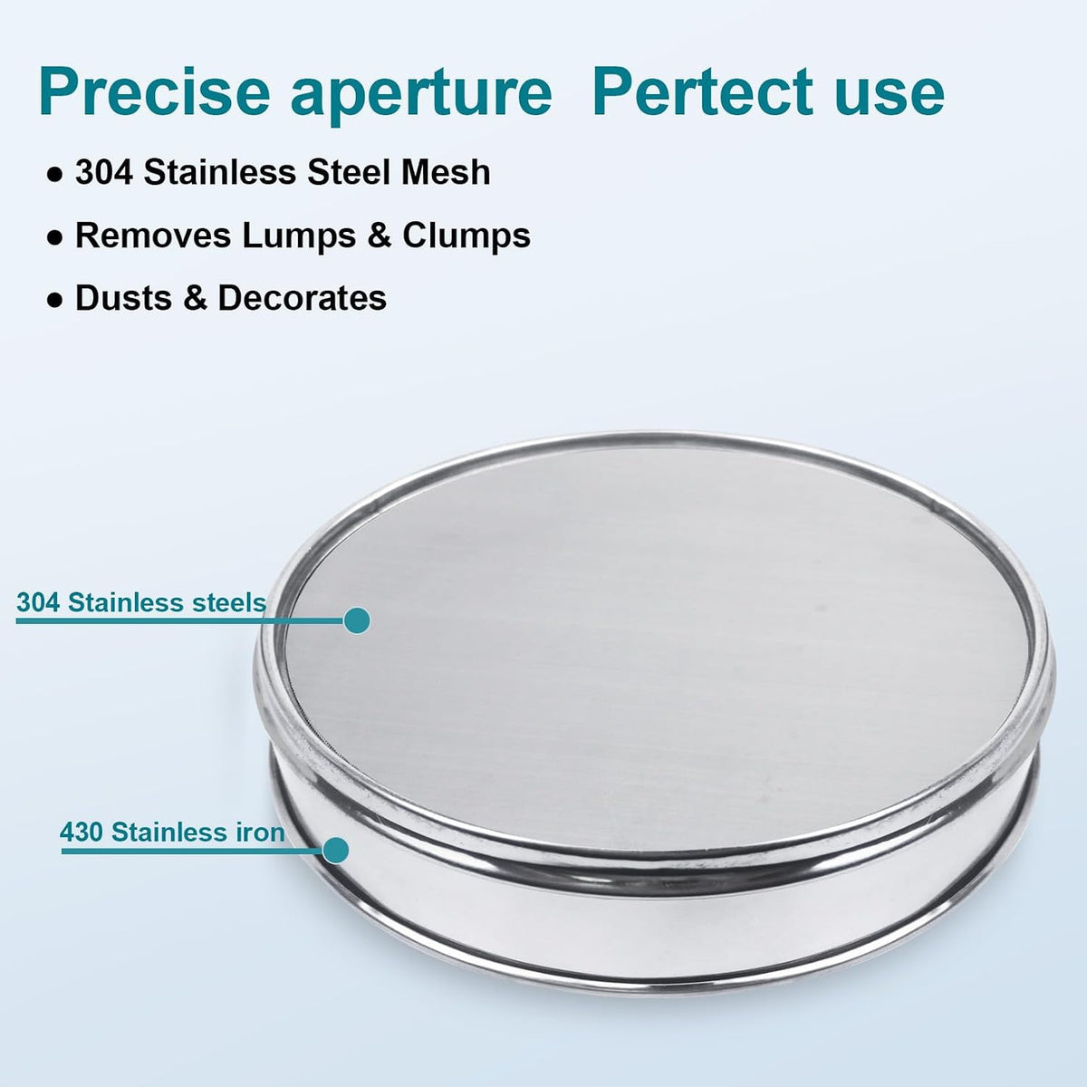 12" (30cm) 304 Stainless Steel Lab Sieve, 6 Mesh (3.5mm) Screen Sifter - Colors A