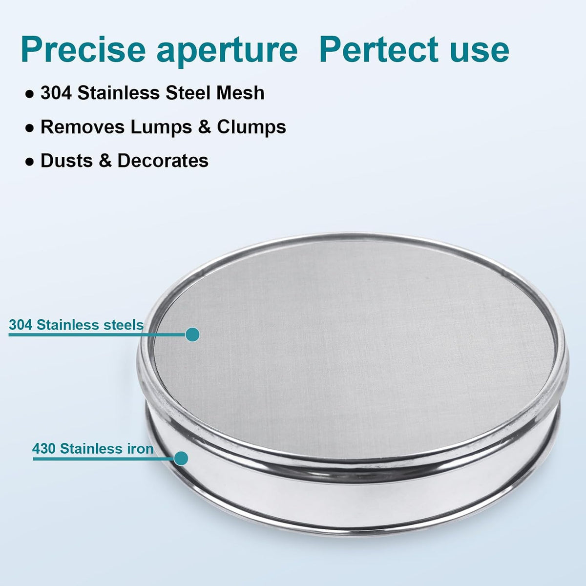 12" (30cm) 304 Stainless Steel Lab Sieve, 6 Mesh (3.5mm) Screen Sifter - Colors A