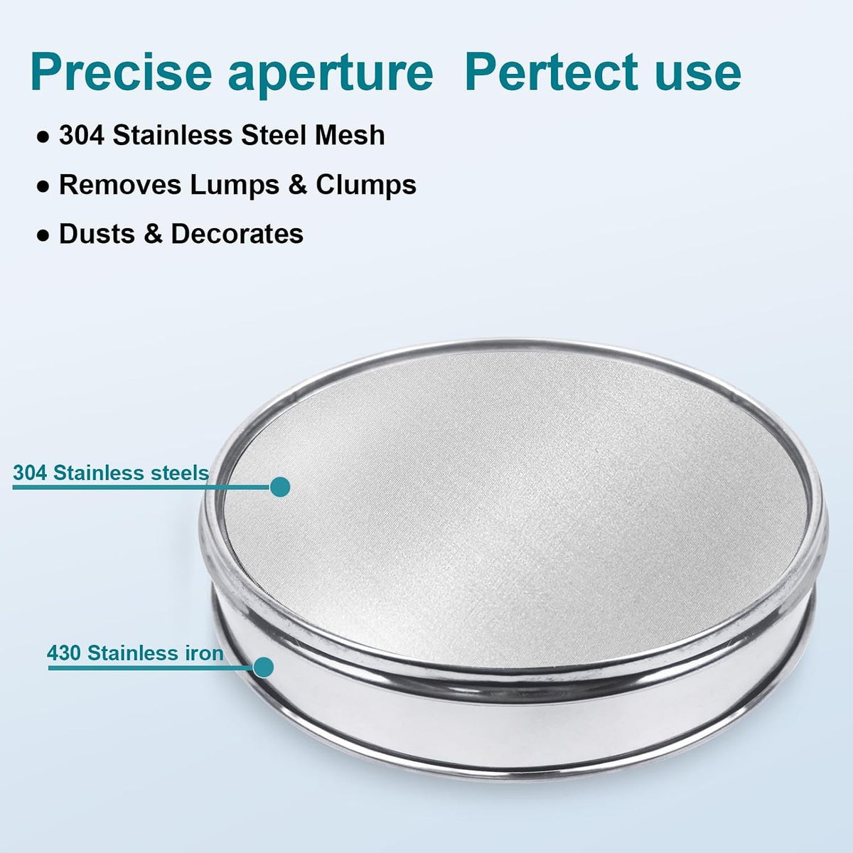 12" (30cm) 304 Stainless Steel Lab Sieve, 6 Mesh (3.5mm) Screen Sifter - Colors A