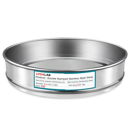 12" (30cm) 304 Stainless Steel Lab Sieve, 6 Mesh (3.5mm) Screen Sifter - Colors A