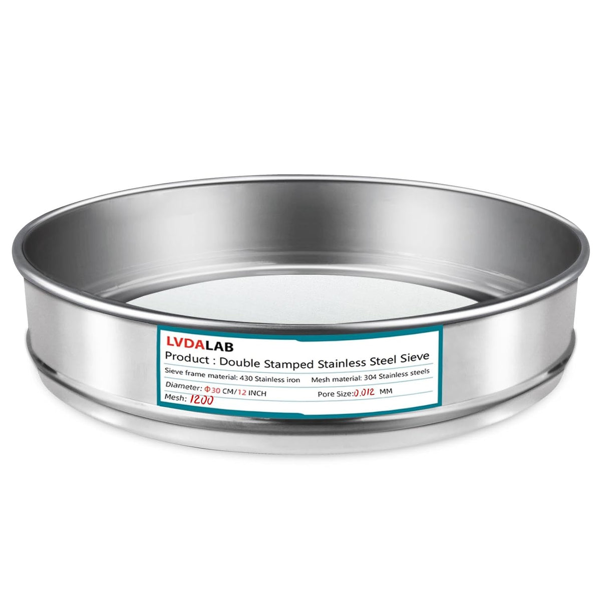 12" (30cm) 304 Stainless Steel Lab Sieve, 6 Mesh (3.5mm) Screen Sifter - Colors A