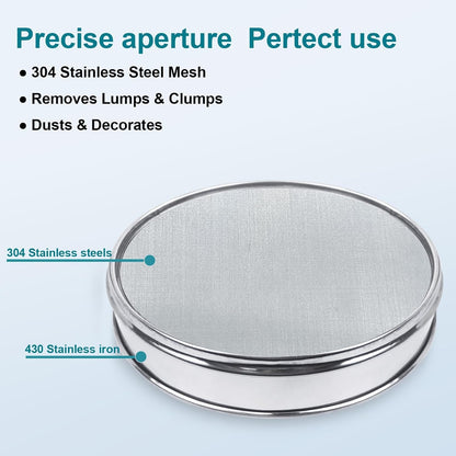 12" (30cm) 304 Stainless Steel Lab Sieve, 6 Mesh (3.5mm) Screen Sifter - Colors A