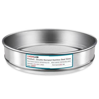 12" (30cm) 304 Stainless Steel Lab Sieve, 6 Mesh (3.5mm) Screen Sifter - Colors A