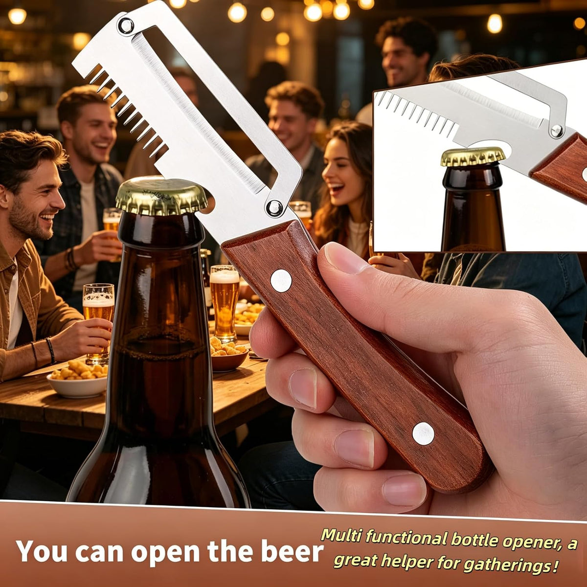 NEW Premium Vegetable Peeler with Wooden Handle and Bottle Opener: 2-in-1 Stainless Steel Kitchen Tool for Fruit Apple Potato Pumpkin Papaya