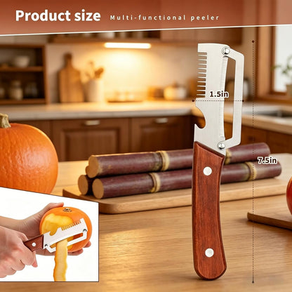 NEW Premium Vegetable Peeler with Wooden Handle and Bottle Opener: 2-in-1 Stainless Steel Kitchen Tool for Fruit Apple Potato Pumpkin Papaya