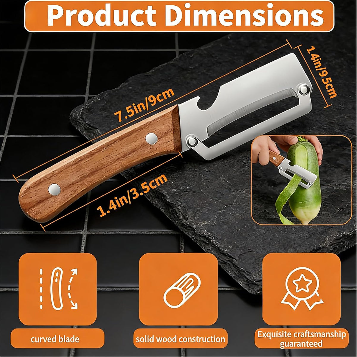 NEW Premium Vegetable Peeler with Wooden Handle and Bottle Opener: 2-in-1 Stainless Steel Kitchen Tool for Fruit Apple Potato Pumpkin Papaya