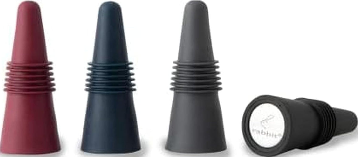 W6121 Bottle Stoppers Set of 4, Multicolor Wine Bottle Caps to Preserve Freshness, Stylish and Durable, Perfect for Parties and Gifts