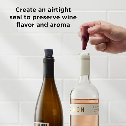 W6121 Bottle Stoppers Set of 4, Multicolor Wine Bottle Caps to Preserve Freshness, Stylish and Durable, Perfect for Parties and Gifts